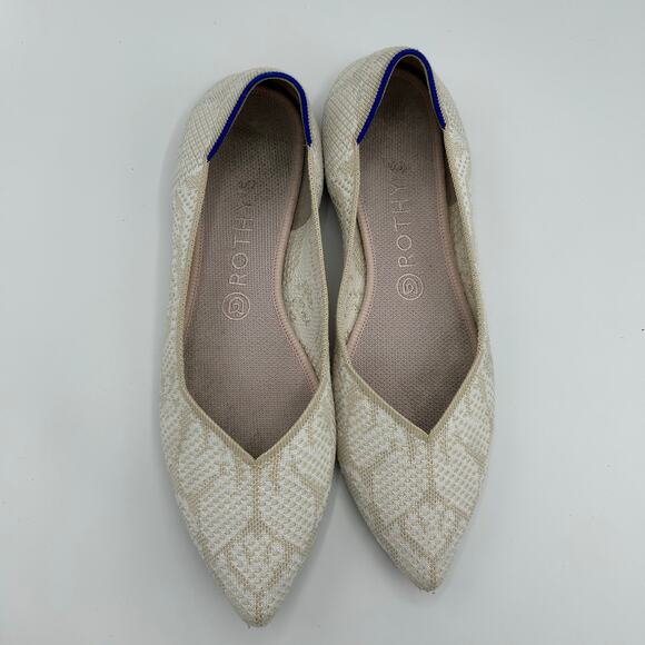 Rothy’s The Point Flats Lily Ivory Beige Knit Women’s Size 10.5 Sustainable - Picture 2 of 16